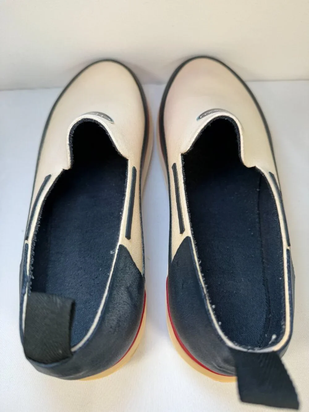Vintage LE CHAMEAU Beige Rubber Boat Deck Shoes Womens 39 US 8-8.5